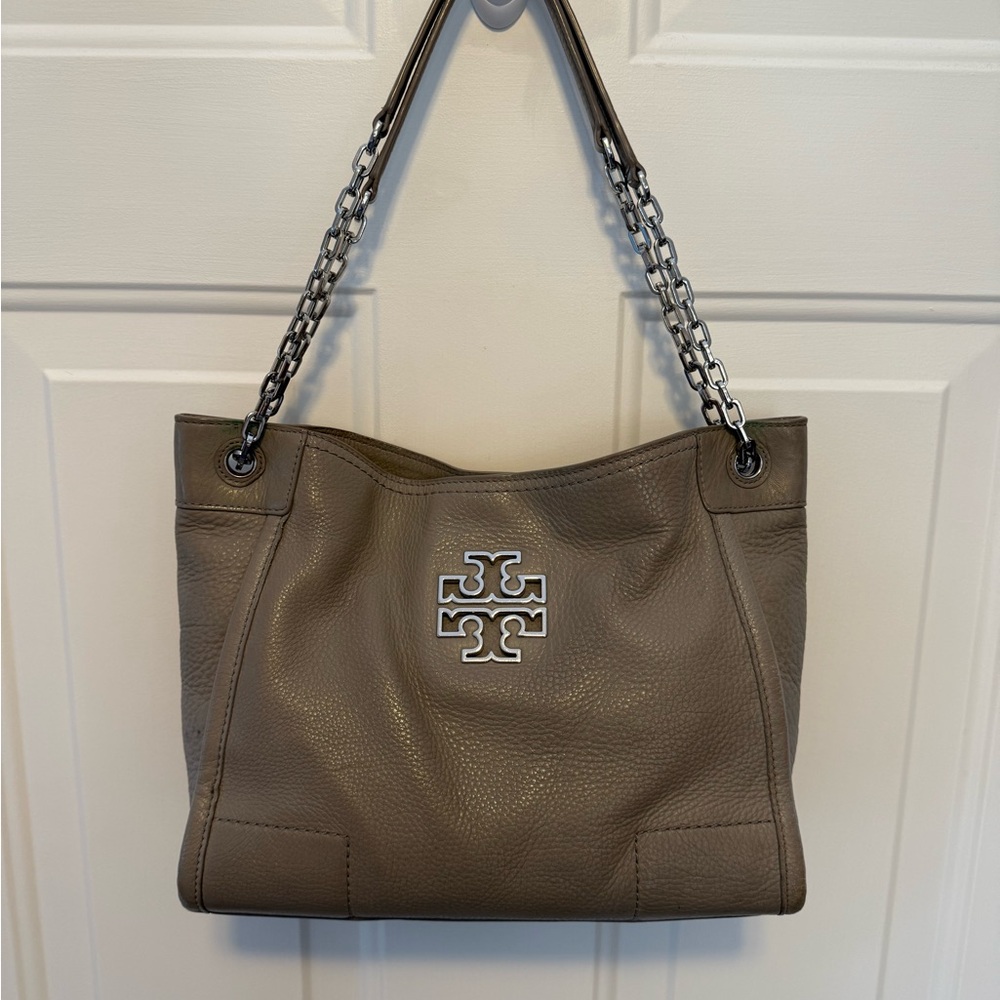 Tory Burch Gray Leather Shoulder Bag